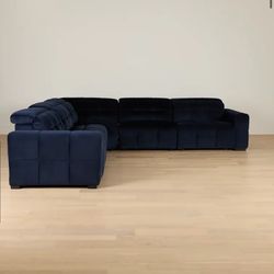 Gemma Navy Velvet Power Reclining Sectional