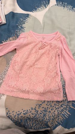 Girls Pink Lace Long Sleeve Top