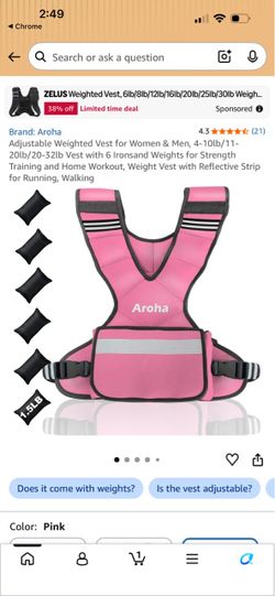 Aroha Adjustable Weighted Vest Pink 11-20