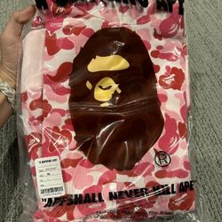 Pink Bape Hoodie Large New