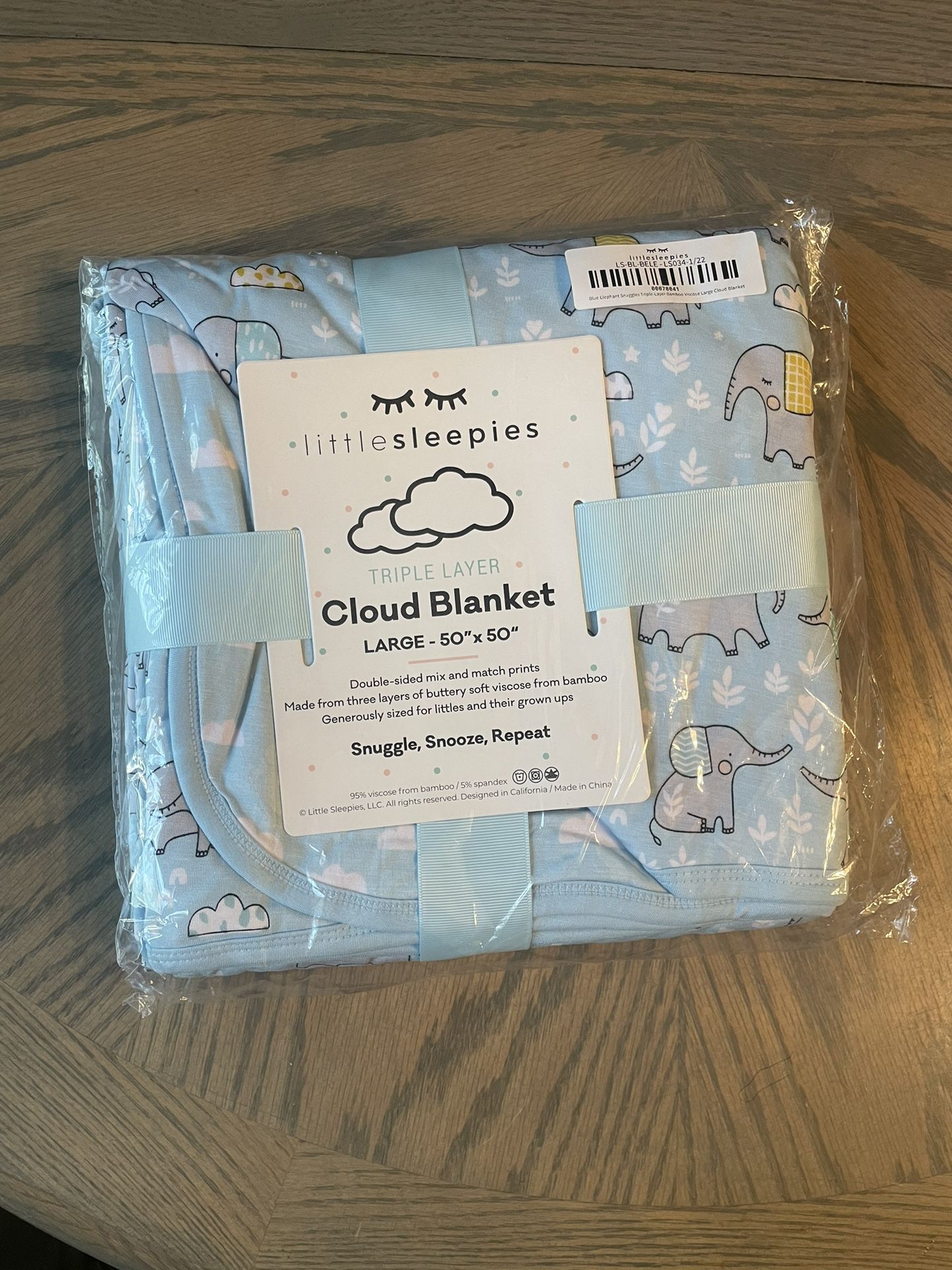 Little Sleepies Blue Elephant Cloud Blanket