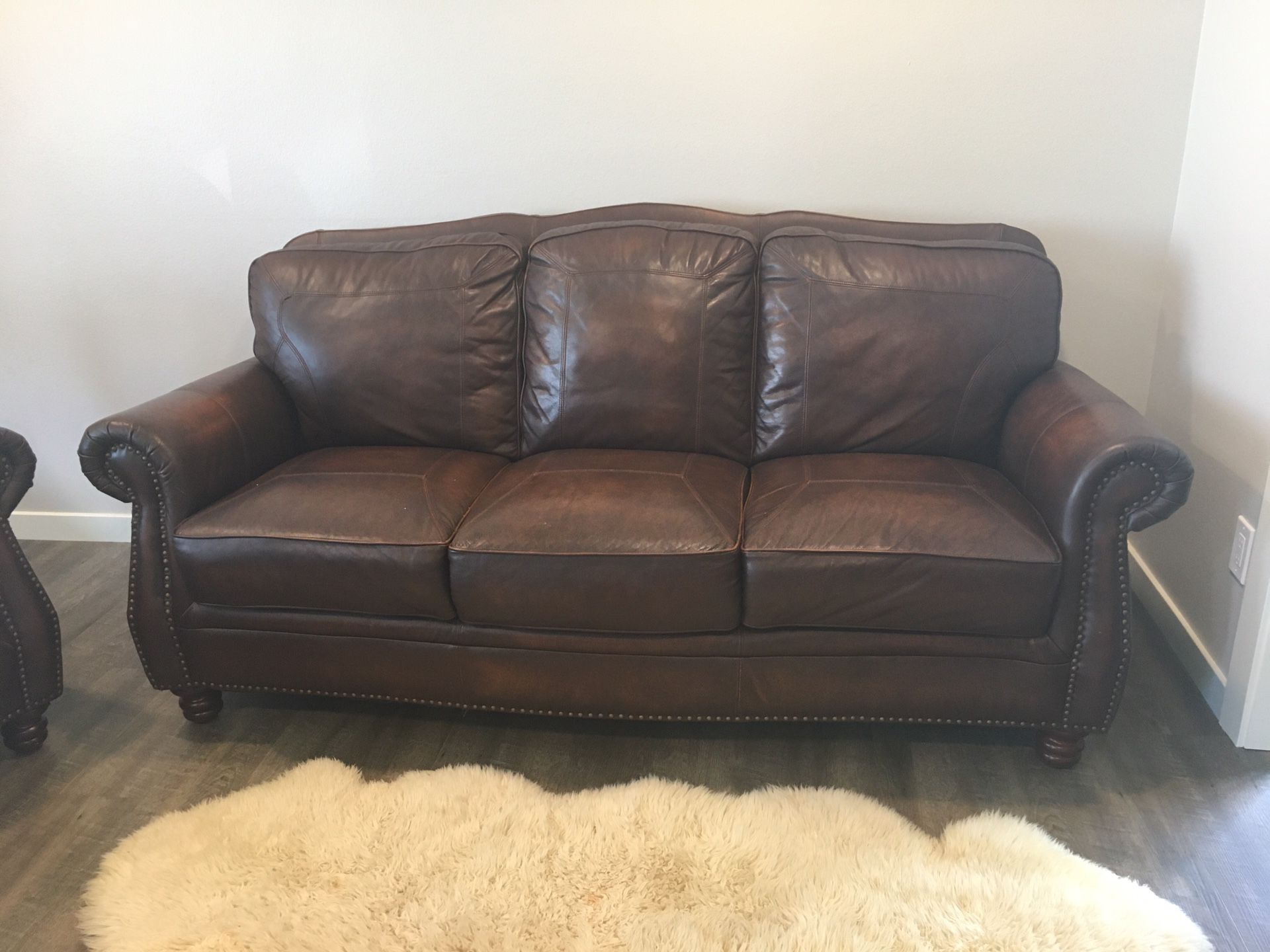 Leather couch and 2 chairs