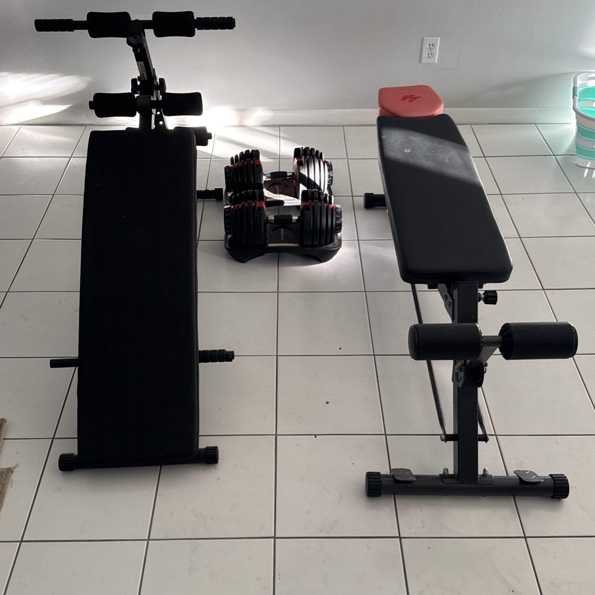 Bowflex Dumbbells 52.5 Lbs- Flat & Decline Bench - AB Bench