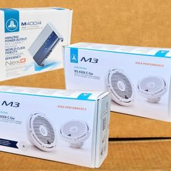 Marine M400/4 Water Resistant 4 Ch Speaker System Amplifier M3 Series 6 1/2" 2-Way Coaxial Speakers 450 Watts Package 🚨 Payment Options Available 🚨
