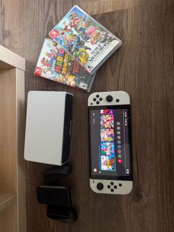 Nintendo Switch OLED White with Games and Dock