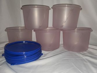 5 NEW TUPPERWARE BRAND NEW 10 CUP REMARKABLE STURDY BOWLS MONTHS DATES made USA NEW 5 bowls and lids