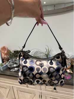 💙 Coach Kristin Op Art Sequin Satin Y2K Small Shoulder Bag🩶