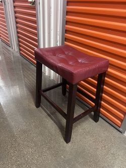 Red Leather Saddle Seat Bar Stool