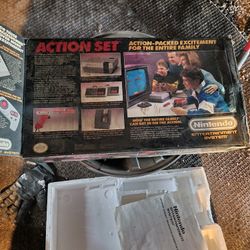 Nintendo Entertainment System Action Set Has The Box Two Remotes Nintendo And Video Games Even Has The Manual It Came With Plus The Styrofoam