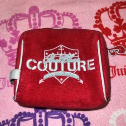 Vintage Red Juicy Couture Makeup Bag Cosmetic Case Purse Y2K Terry Cloth
