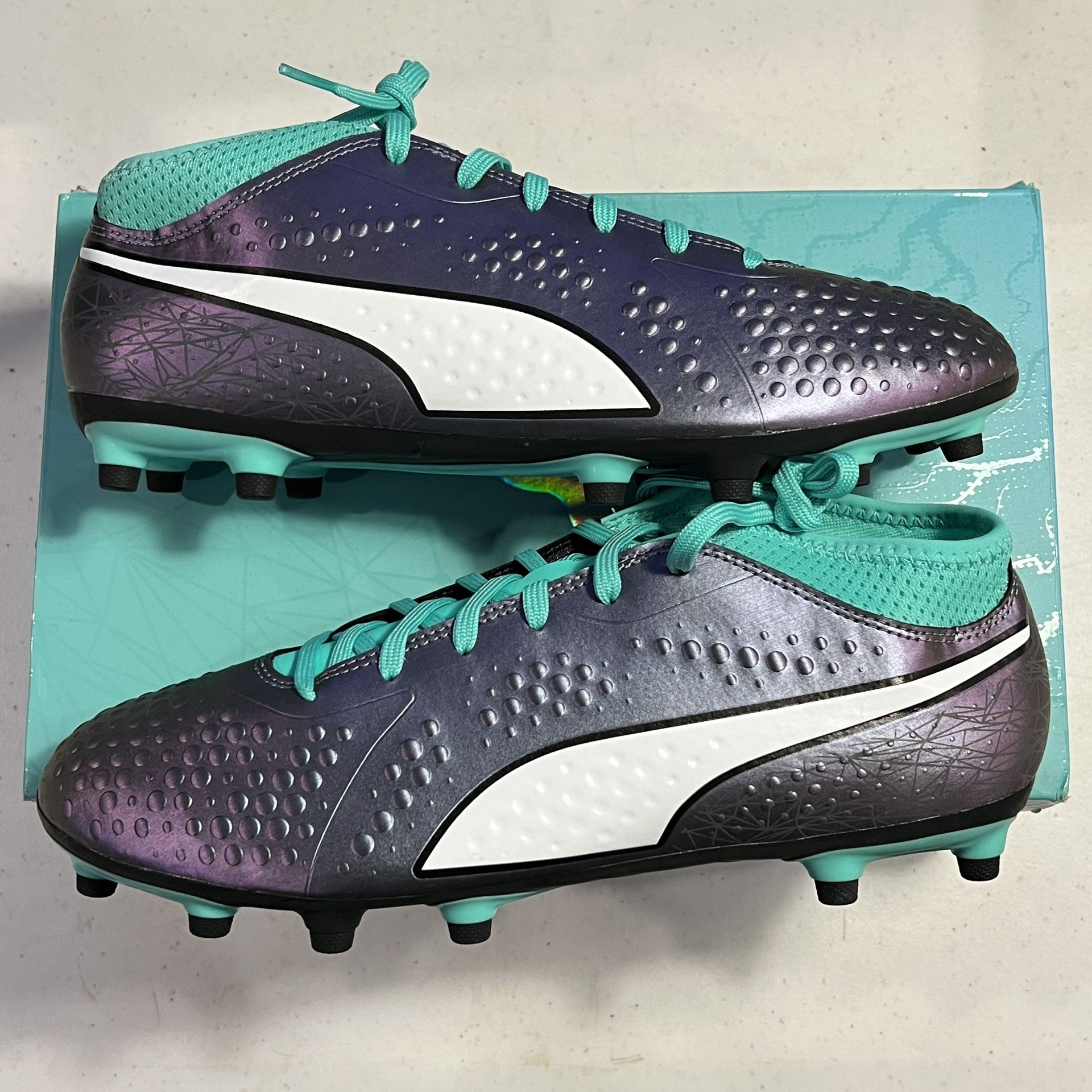 PUMA Men’s One 4 Syn Firm Ground Soccer Cleats Turquoise NEW Size 9