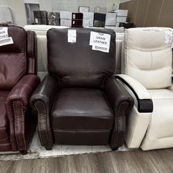 Pollenzo Leather Recliner In Brown