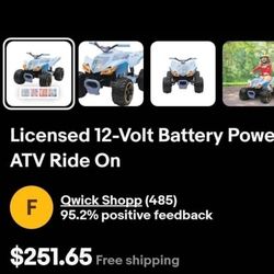 Licensed 12-volt BATTERY POWERED ATV RIDE ON