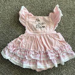 3/6m Little P’s Smocks He Is Risen Easter Skirted Romper
