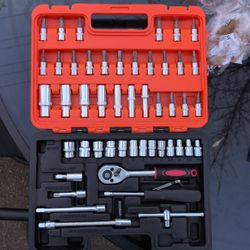 53-Piece Socket Wrench Set with 1/4-Inch Drive Ratchet & Toolbox