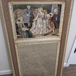 Antique Art Nouveau Tapestry Mirror
