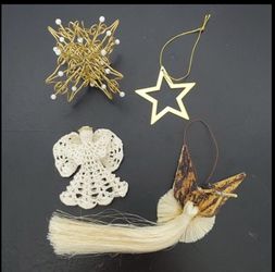 Set of Vintage Gold-tone Christmas Ornaments