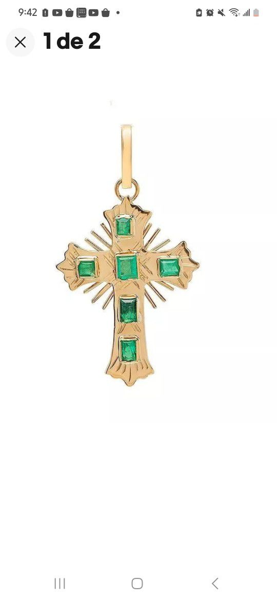 Colombian Emerald Cross Pendant 18K