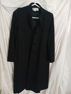Impressions Petite Black Long Wool Coat Size 4