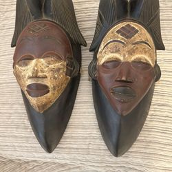Set of African Traditional Punu Masks