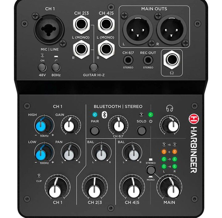 Harbinger LV-7 7 Channel Analog Mixer With Bluetooth 