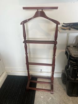Vintage Mid Century Wood Valet Stand/ wood/ Vintage Valet Butler Stand Gentleman Suit Clothes Hanger Rack