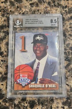 1992-93 NBA Hoops Draft Redemption Shaquille O’Neal Rookie Beckett 8.5