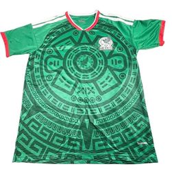 Mexico Soccer Jersey Men XL Green Aztec Calendar Futbol Shirt Unbranded