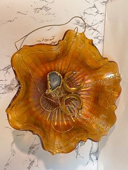 Vintage Carnival glass candy dish jewelry holder