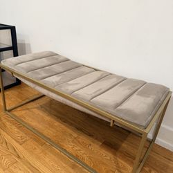 Modern Ottoman Bench Velvet Bench Upholstered - Gray, bent