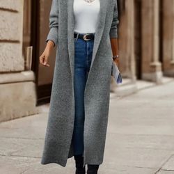 Elegant Women's Mid-length Cardigan, Sizes S, M, L