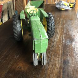 Vintage John Deere Metal Farm Tractor and Wagon