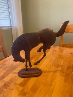 12 inch rusted bronze metal bucking bronco horse sculpture. Southwest/ rustic/ cabin/ vintage.