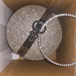 Silver Rhinestone Ball Purse Crossbody 