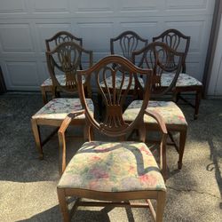 6 Antique Chippendale Style Dining Chairs