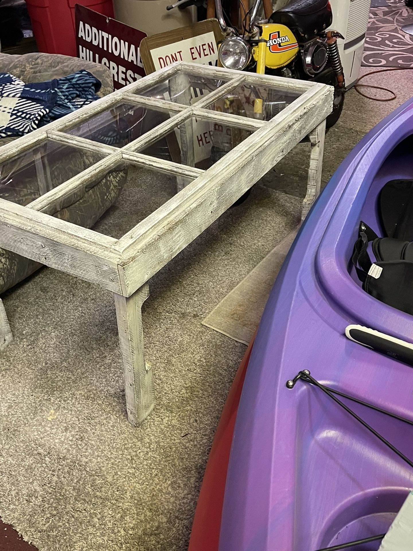 Six Window Coffee Table Dry Brushed