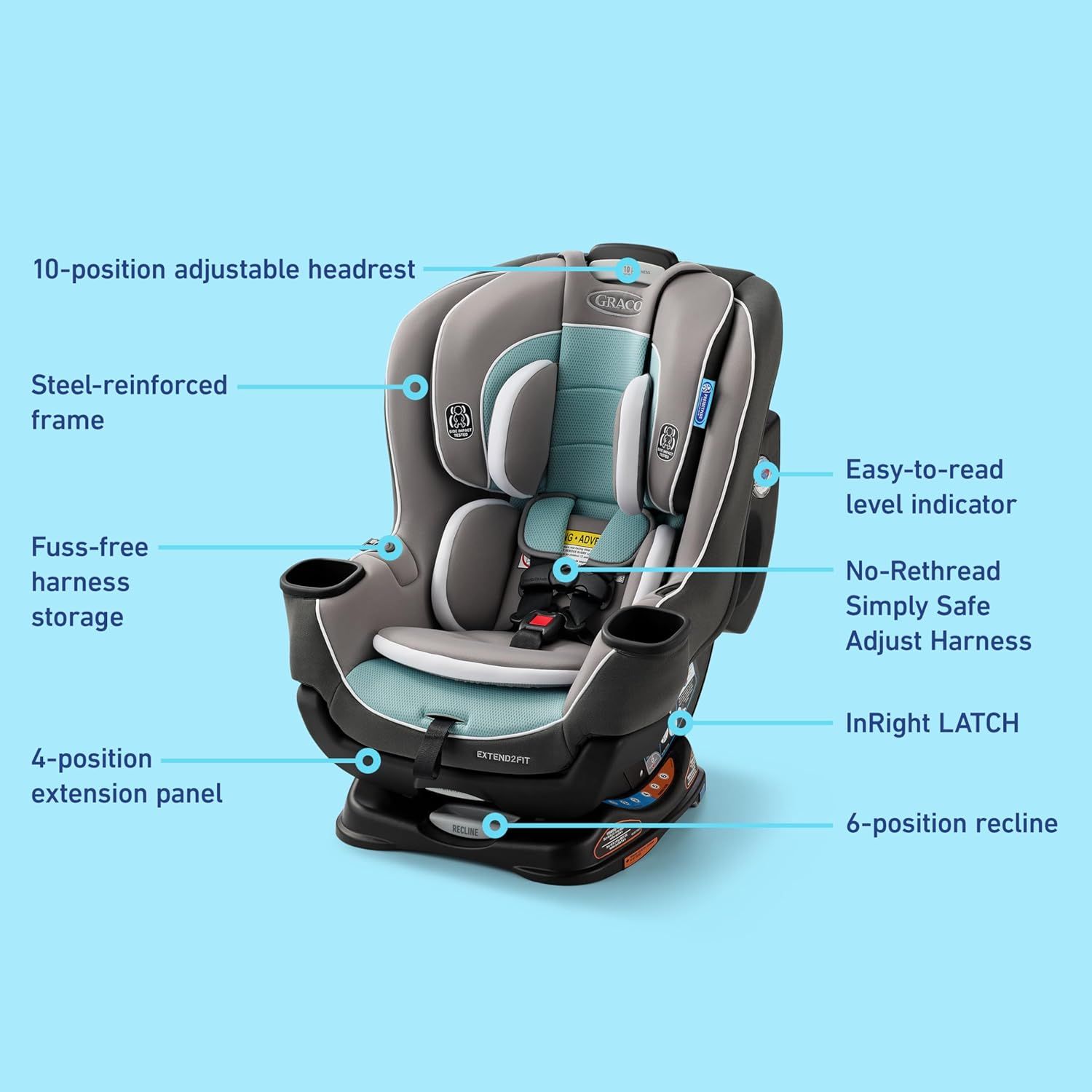 Graco Extend2Fit Convertible Baby Car Seat, Rear and Forward