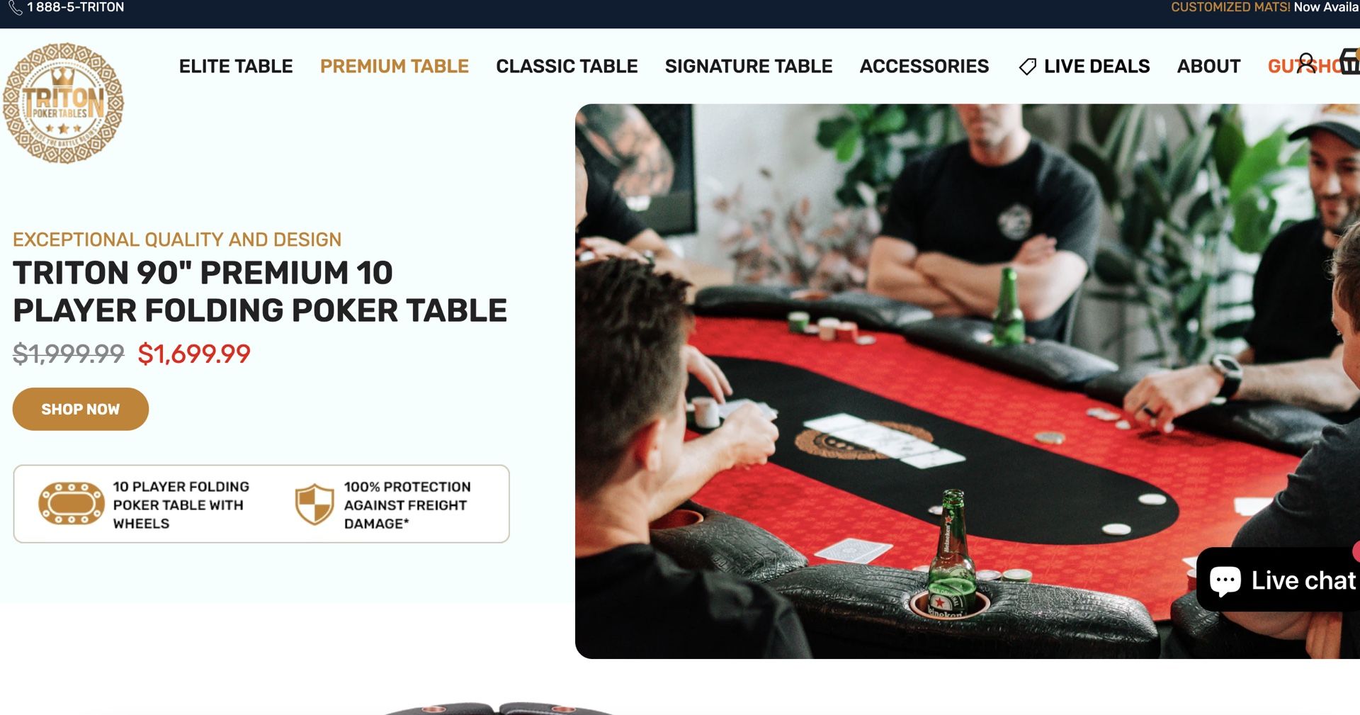 Triton Premium Poker Table - foldable - 10ppl