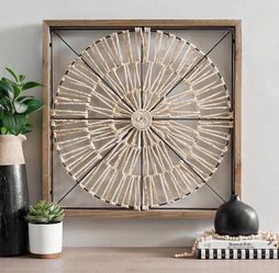 Woven wall art boho frame 24x24