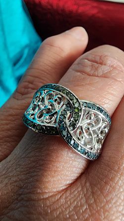 Real blue and green diamonds ring