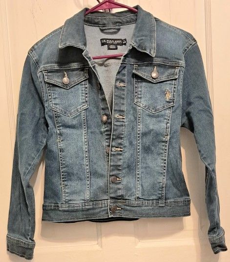 U.S. POLO ASSN~ GIRLS SIZE LARGE 10-12~WAIST LENGTH JEAN JACKET