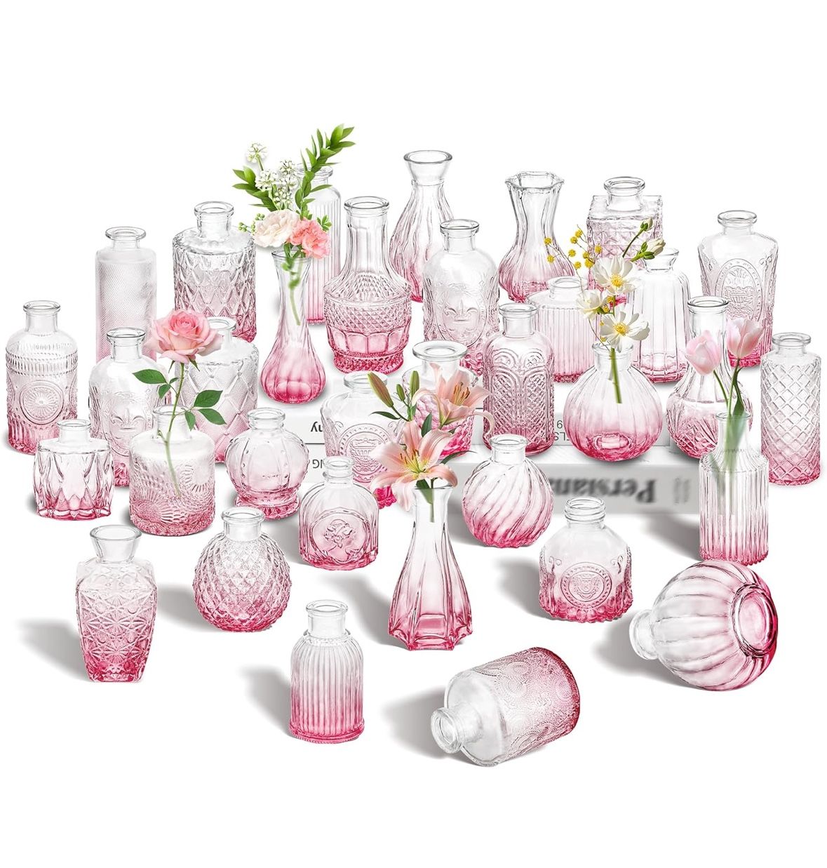 32 Small Clear Vases