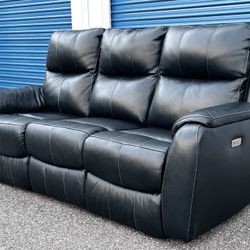 SOUTHERN MOTION GENUINE LEATHER POWER RECLINER WALL HUGGER SOFA COUCH
