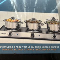 Living Collections Stainless Steel Triple Burner Kettle Buffet