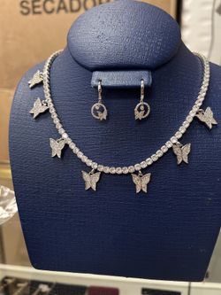Modern Rhodium Butterfly Set 