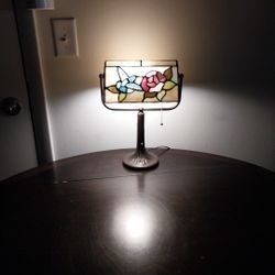 14"X10" Bankers Tiffany Stained Glass Style ,Desk Lamp With Pull Cord