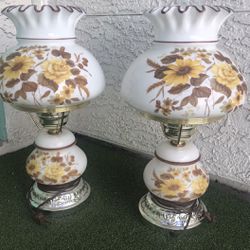 Beautiful Pair Of Vintage Lamps Nice Thick Milk Glass Selling The Pair For Only $250  Firm 