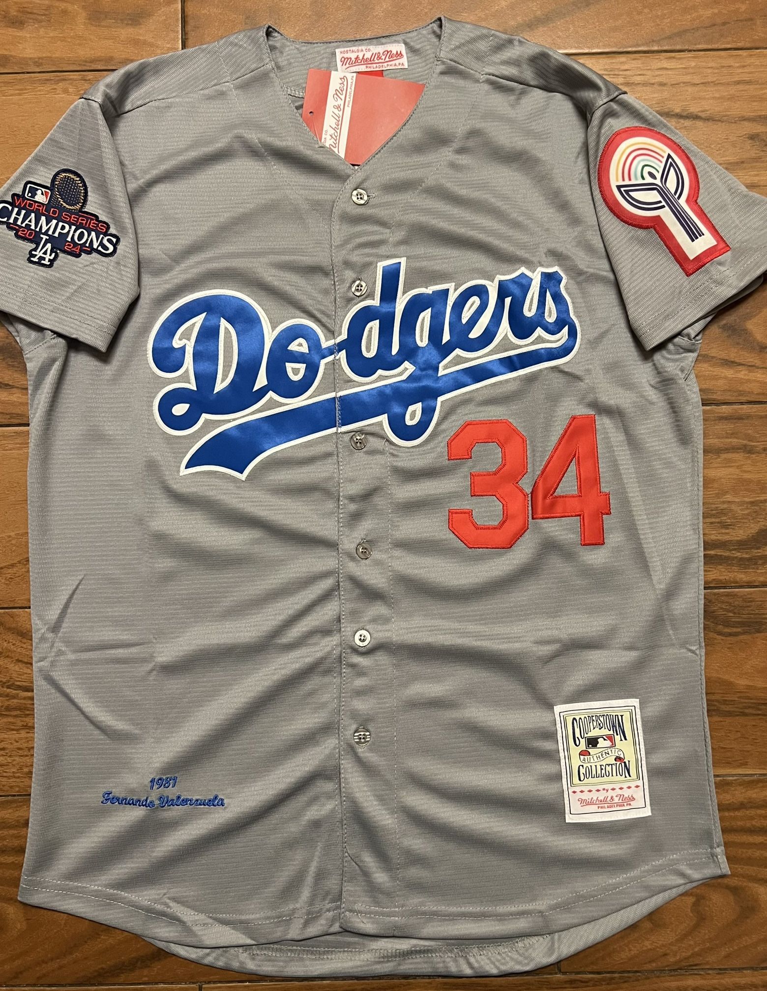 Dodgers World Series Champions Patch Grey Fernando Valenzuela 34