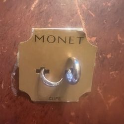Monet Silver-Tone Hoop Clip-On Earrings – Classic Minimalist Design