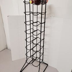 Black metal freestanding wine rack